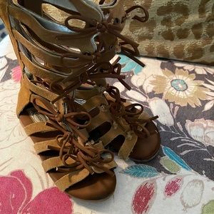 Girls Size 11 Leather Gladiator Sandals Knee high Brown